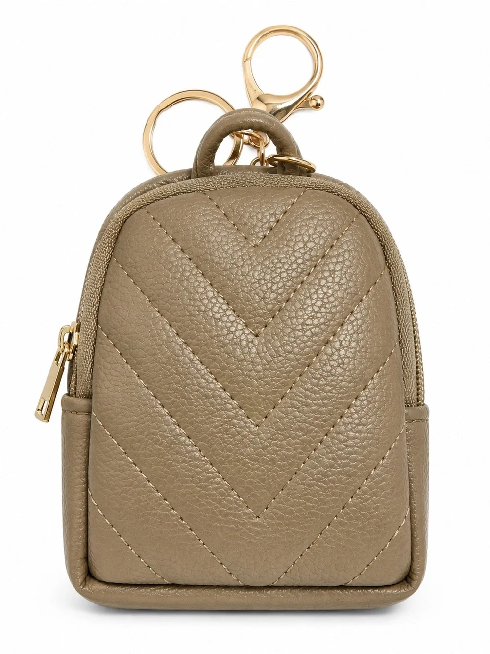 Mini Quilted Backpack Coin Purse Keychain Faux Leather Bag Charm